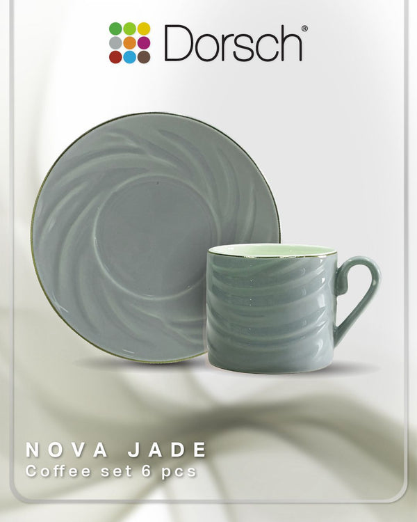 Dorsch Nova Jade Coffee Cups Set 6pcs Porcelain 90ml with Saucers-2