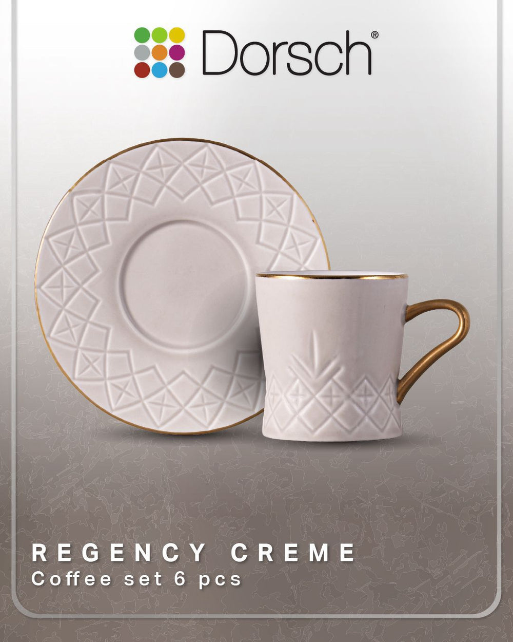 Dorsch Regency Creme Coffee Cups Set 6pc Porcelain 90ml-1