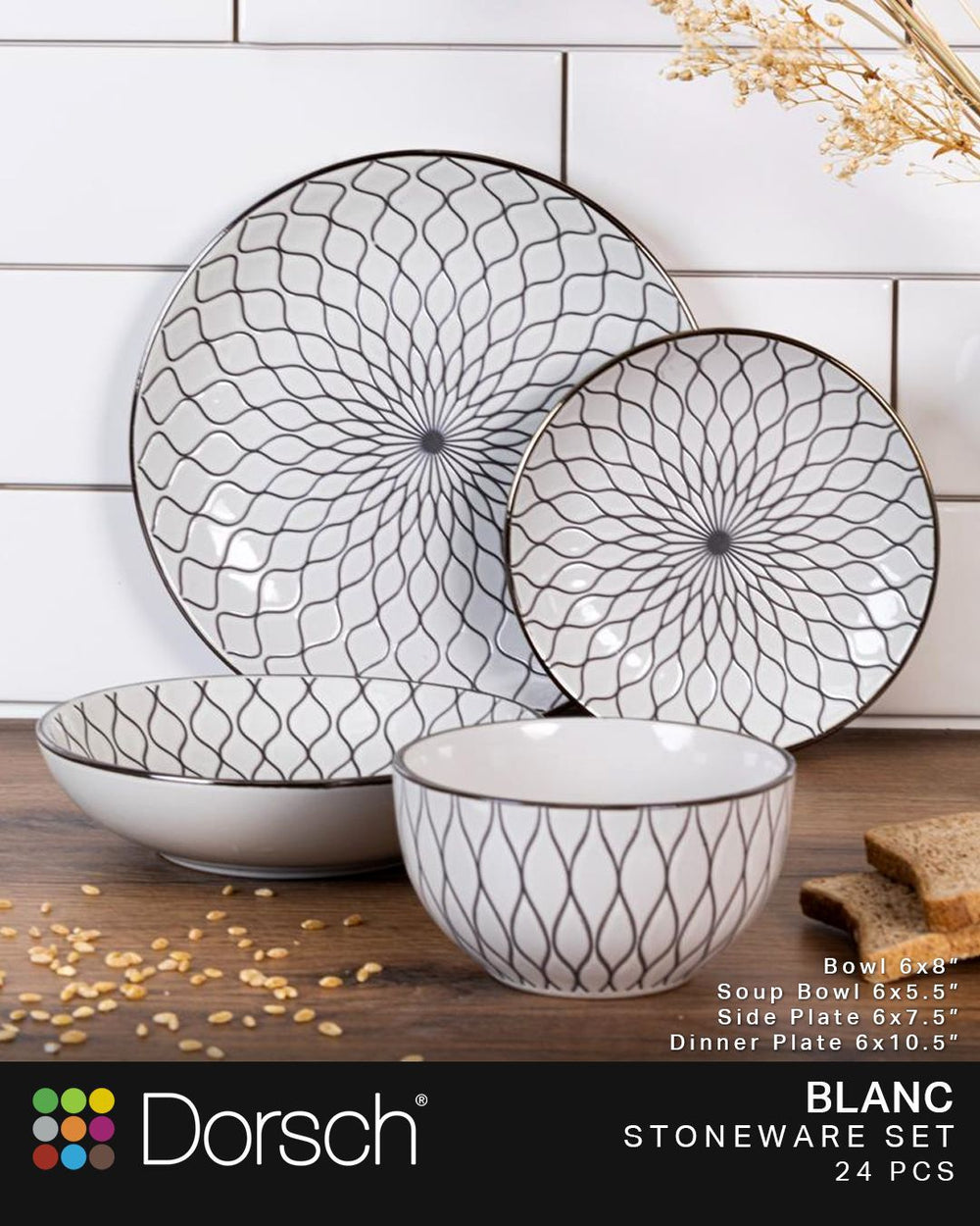 Dorsch Blanc Stoneware Dinner Set 24pcs-1