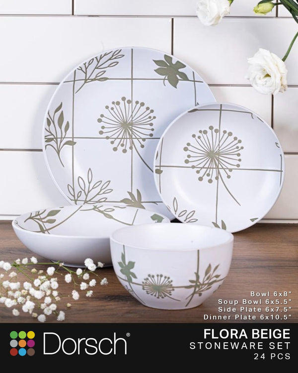 Dorsch Flora Beige Stoneware Dinner Set 24pcs-2