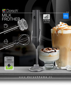 Black Cappuccino Maker with Extra Whisk + Free Tefal Spoon