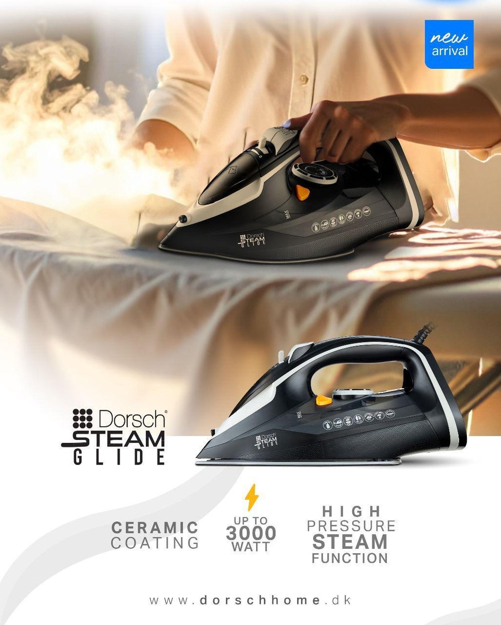 Steam Iron SteamGlide, Powerful Steam + Free Luminarc Mug