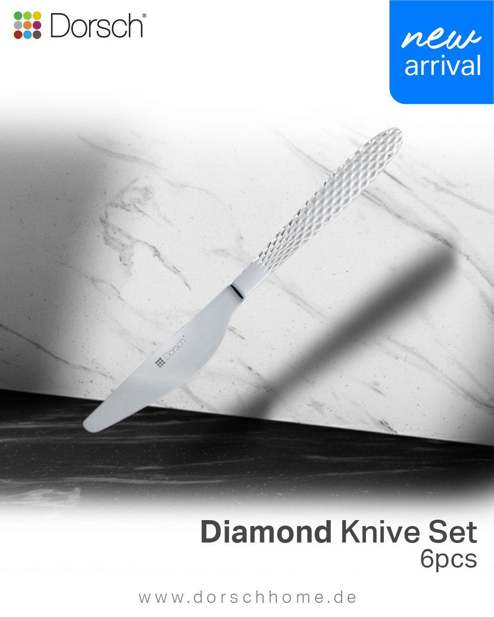 Diamond Dinner Knives Set 6pcs