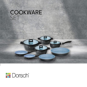 Dorsch Lifetime Granite Cookware Set 11pcs + Free RCR Italian Crystal Glasses