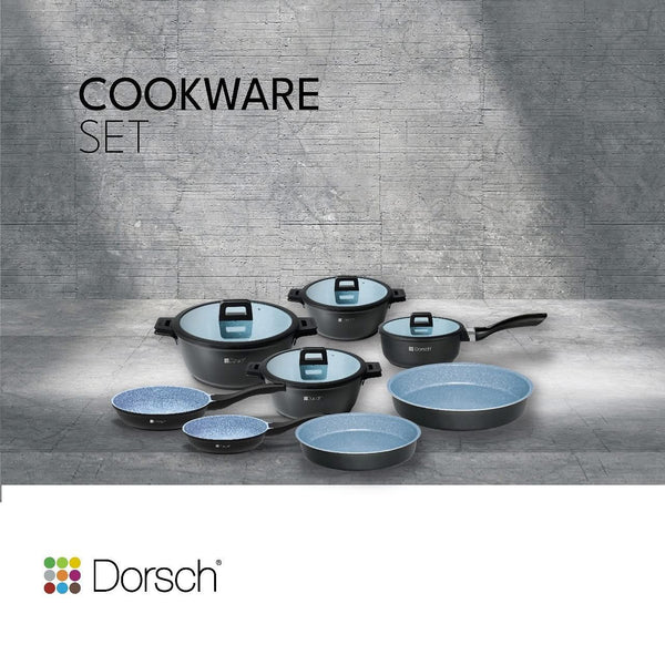 Dorsch Lifetime Granite Cookware Set 11pcs + Free RCR Italian Crystal Glasses