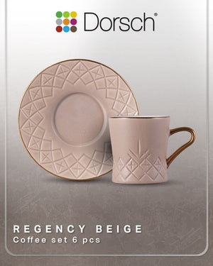 Dorsch Regency Beige Coffee Cups Set 6pcs Porcelain 90ml-2