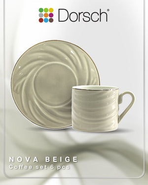 Dorsch Nova Beige Coffee Cups Set of 6 Porcelain 90ml-2