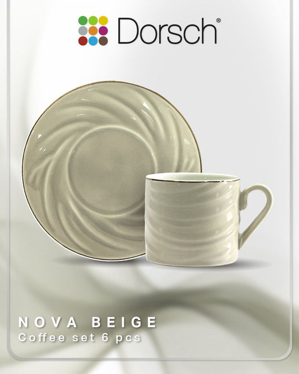 Dorsch Nova Beige Coffee Cups Set of 6 Porcelain 90ml-2