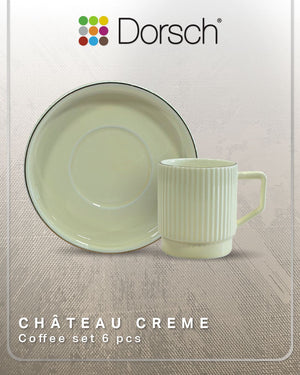 Dorsch Chateau-Crème Coffee Cups Set 6pcs Porcelain 90ml with Saucers-2