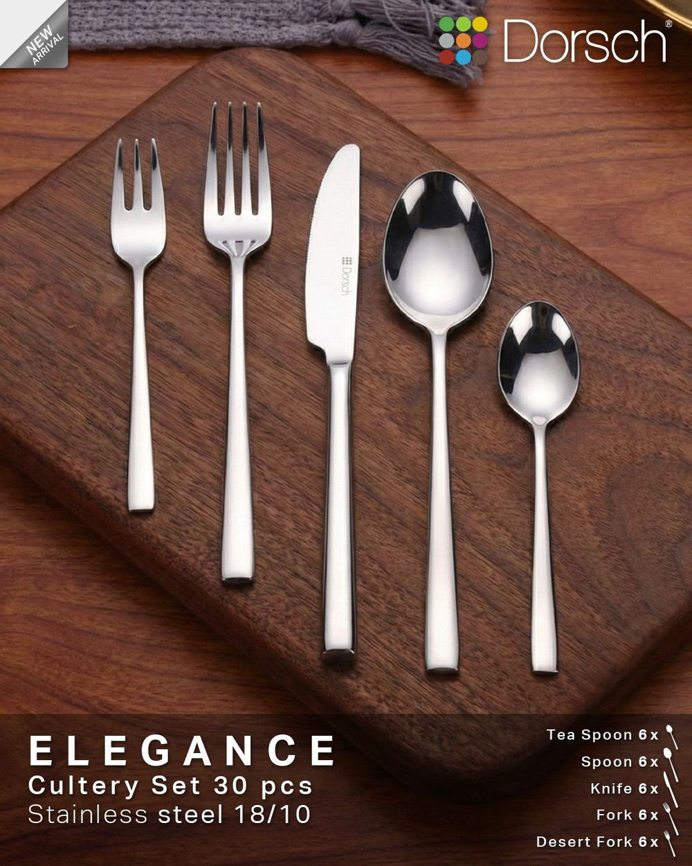 Dorsch Elegance Cutlery Set 30-Piece - Stainless Steel 18/10
