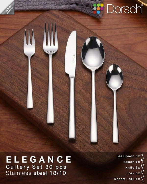 Dorsch Elegance Cutlery Set 60-Piece 18/10 Stainless Steel + Free Luminarc 3 Glass containers