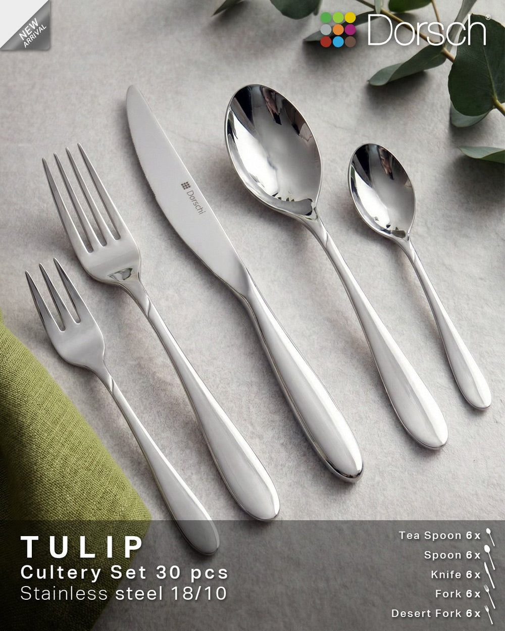Tulip Cutlery Set 72pcs Stainless Steel