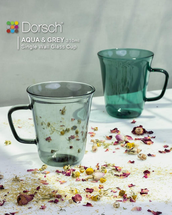 Dorsch Aqua & Grey Glass Mugs Set 2pcs - 310ml