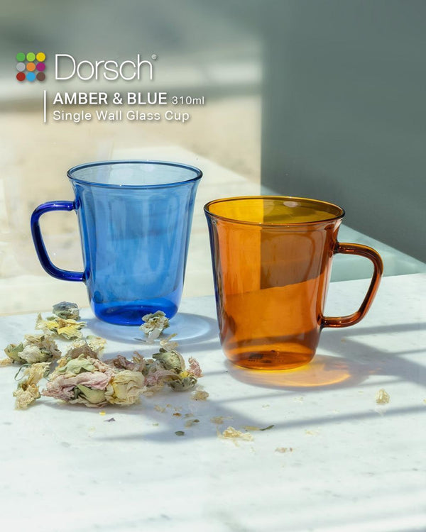 Dorsch Amber & Blue Glass Mugs Set 2pcs - 310ml