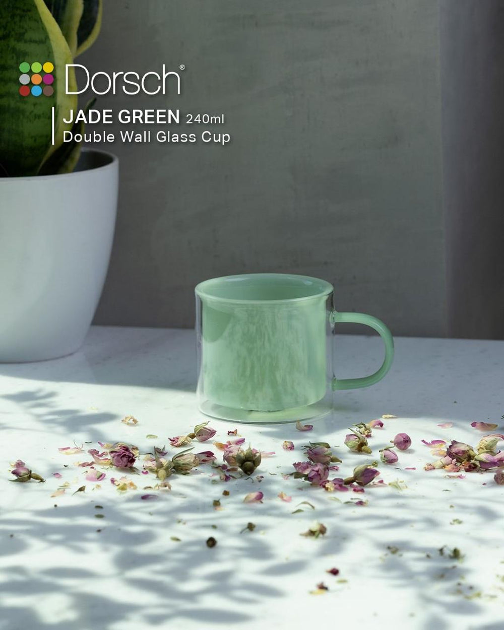 Dorsch Jade Green Glass Mug 240ml - Double Glass