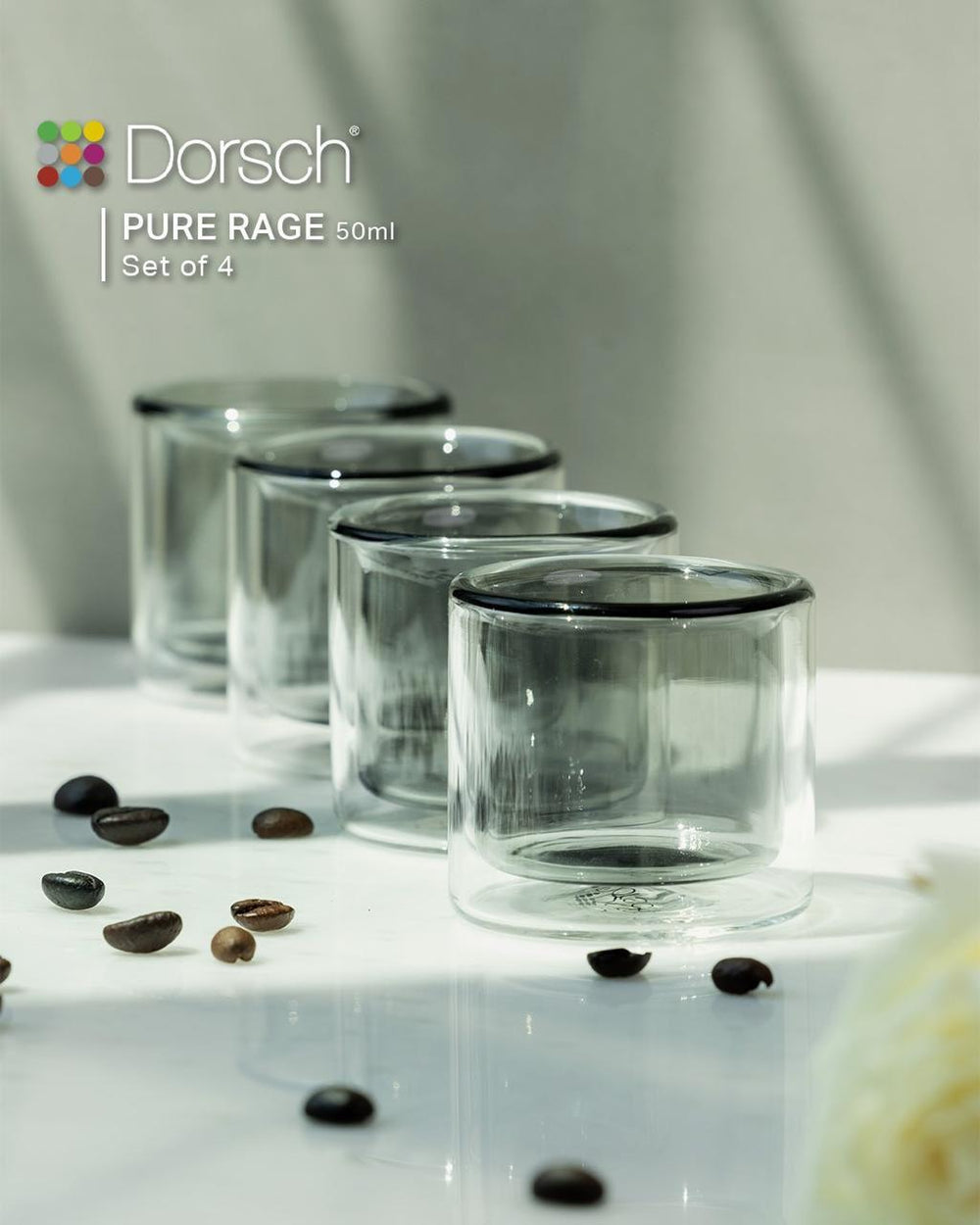 Dorsch Pure Classic Glass Coffee Cup Set 4pcs - 100ml Double Glass