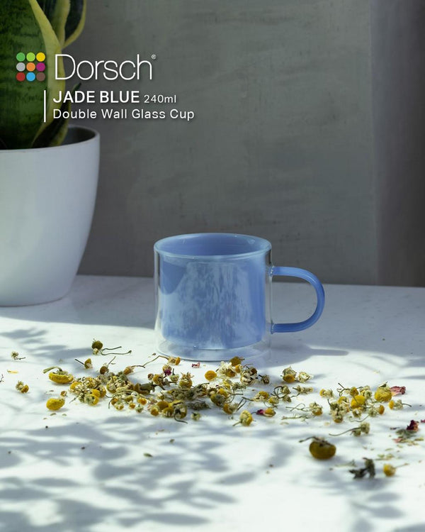 Dorsch Jade Blue Glass Mug 240ml - Double Glass