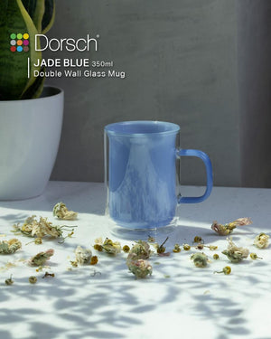 Dorsch Jade Blue Glass Mug 350ml - Double Glass