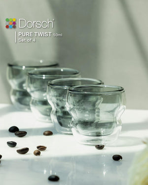 Dorsch Pure Twist Glass Coffee Cup Set 4pcs - 100ml Double Glass