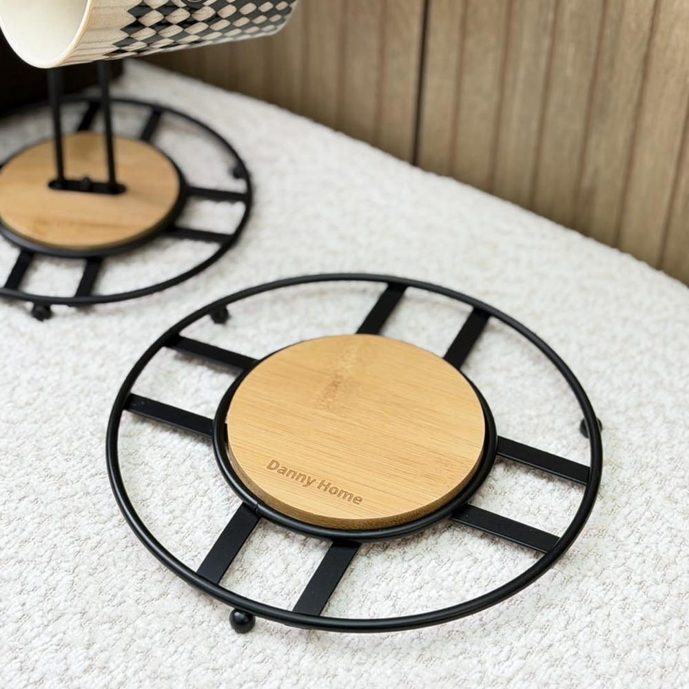 Danny Home Iron Trivet with Bamboo Accent 20cm ZYB018-1