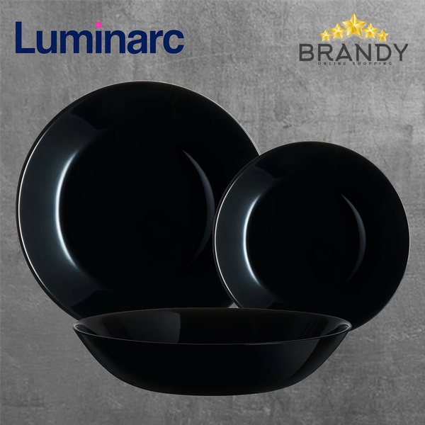 Luminarc Zelie Black 18-Piece Opal Glass Dinner Set 25/20/18 cm-1