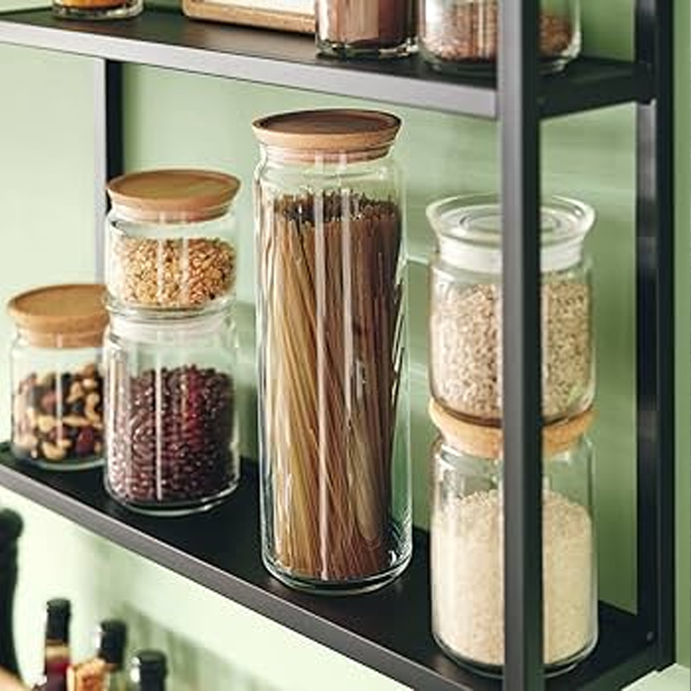 Pure Jar Wood Glass Food Container 2 Liters