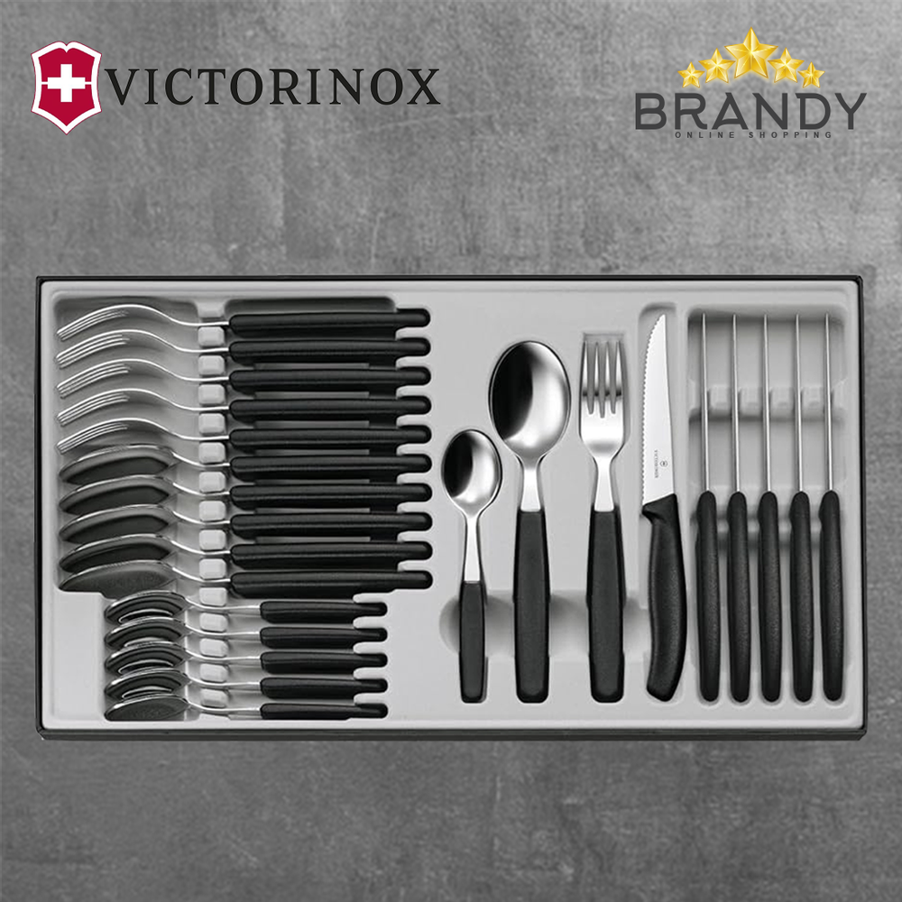 Victorinox Black Cutlery Set 24pcs Stainless Steel