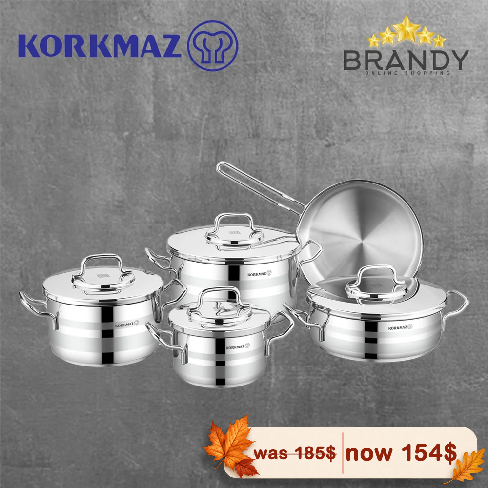 Korkmaz Astra2 9-Piece 18/10 Stainless Steel Cookware Set