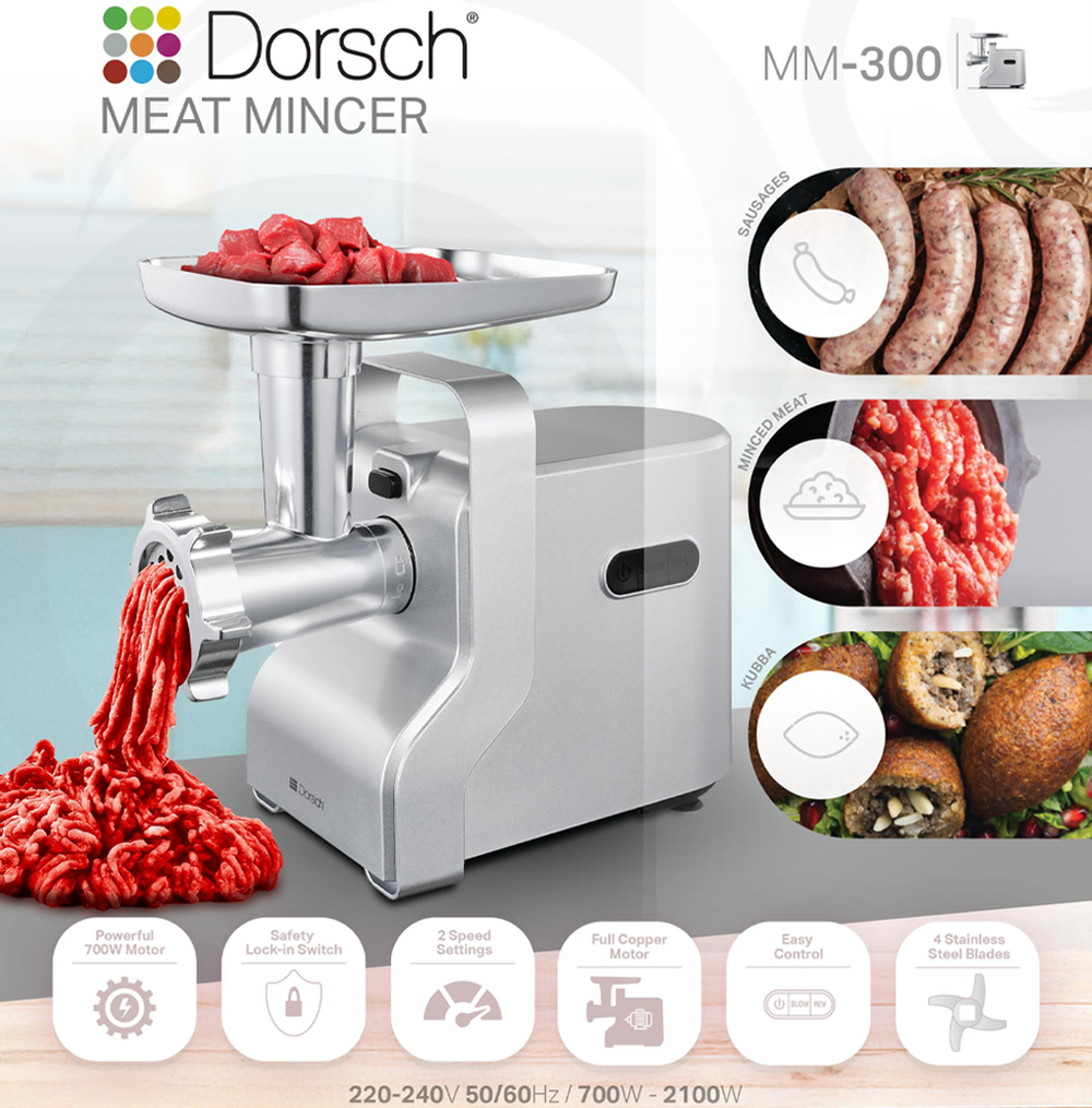 Meat Grinder DH-07250 Powerful Electric Mincer with Slicer and Sausage Maker
