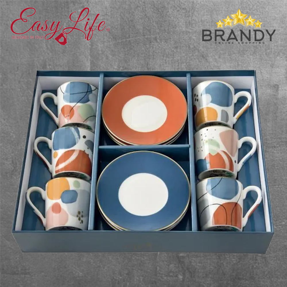 Shapes Coffee Cups Set 6pcs - Porcelain, 100ml