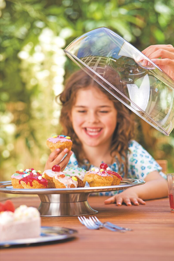 Ciclo Cake Stand With Cover, Stainless Steel & Acrylic