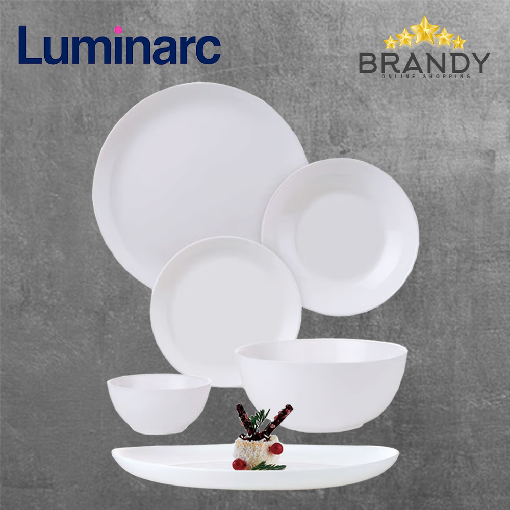 Neo Diwali White Dinner Set 26pcs Opal Glass