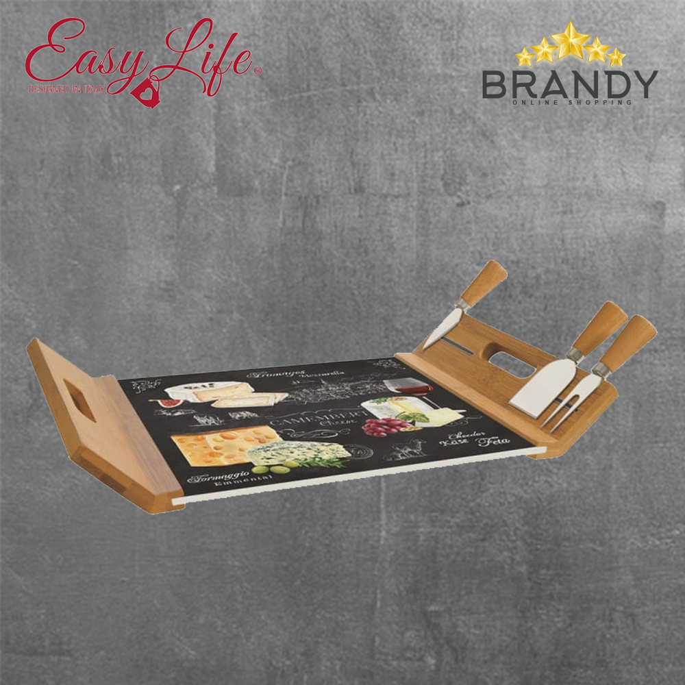 World Of Cheese Cheese Board 44x28cm with 4 Knives