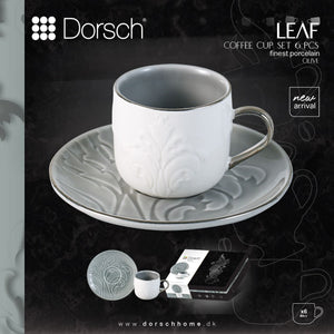 Leaf Olive Coffee Cups Set 6pcs