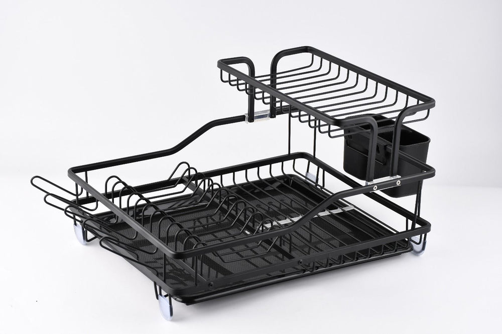 Black Aluminium Dish Rack with Cutlery Holder