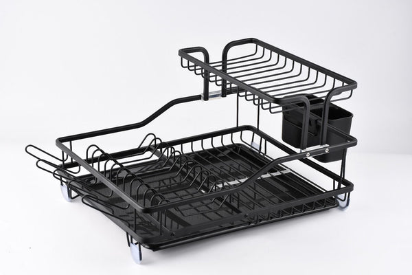 Black Aluminium Dish Rack with Cutlery Holder