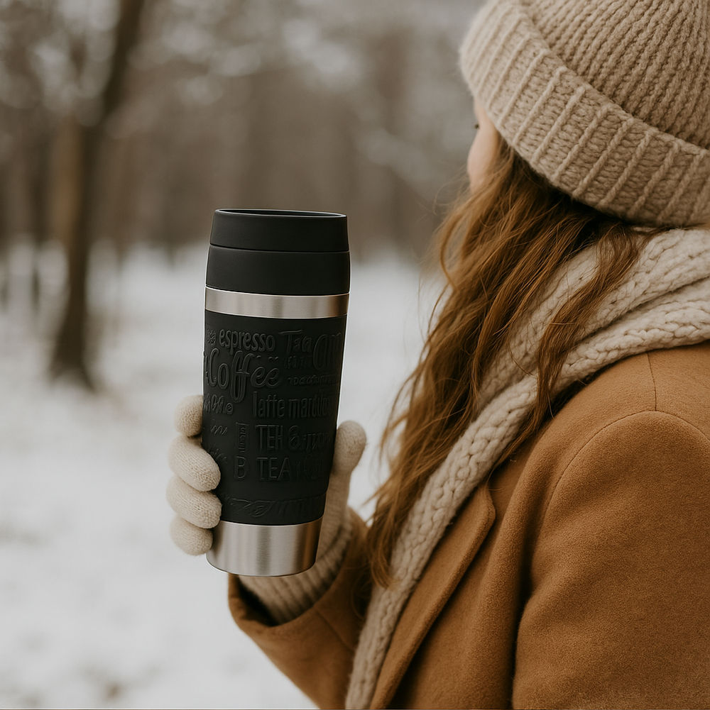 Travel Mug Black 360ml Stainless Steel Insulated Drinkware