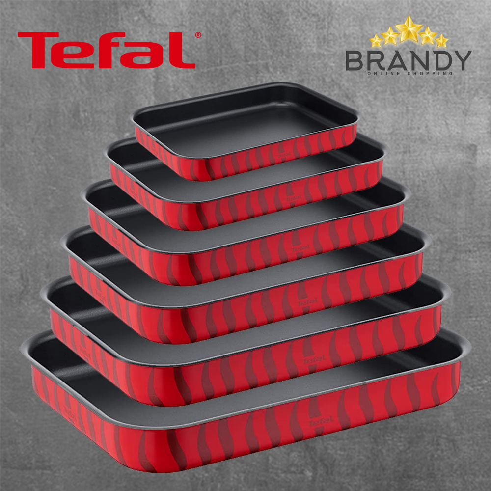 Tempo Flame Set 6 Rectangular Trays - Non-Stick Aluminum