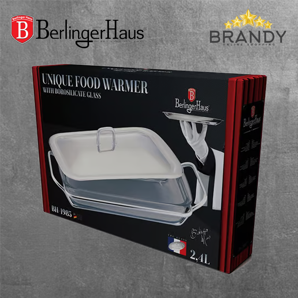 Baking Dish With Stand & Lid, Tempered Glass, 2.4L, Stainless Steel Lid