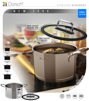 Steel Pro Stock Pot - Stainless Steel, Multi-Hob Compatible