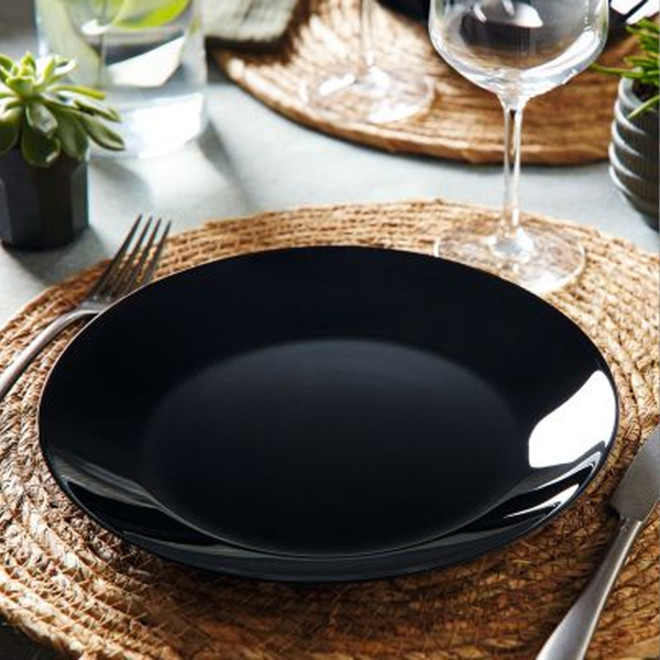 Zelie Black Dinner Set 18pcs Opal Glass
