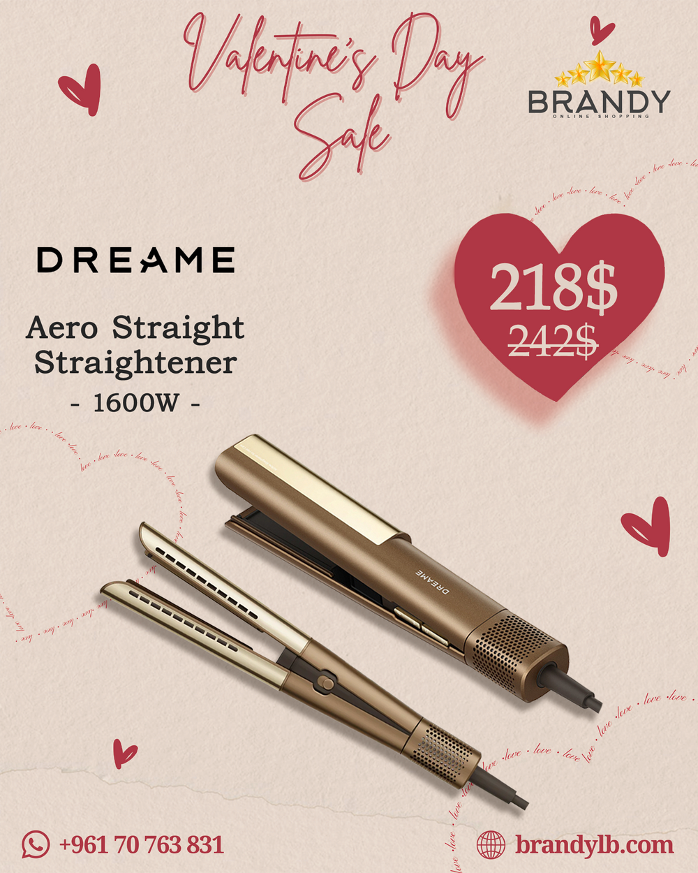 Aero Straight Gold Hair Straightener