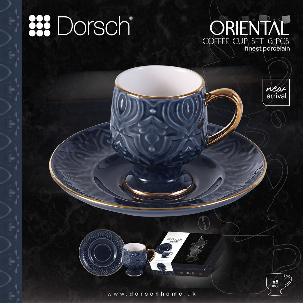 Oriental Navy Coffee Cups Set 6pcs