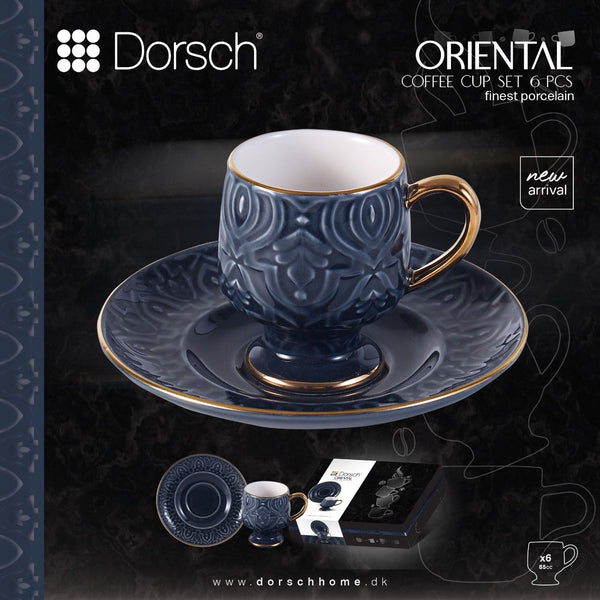 Oriental Navy Coffee Cups Set 6pcs