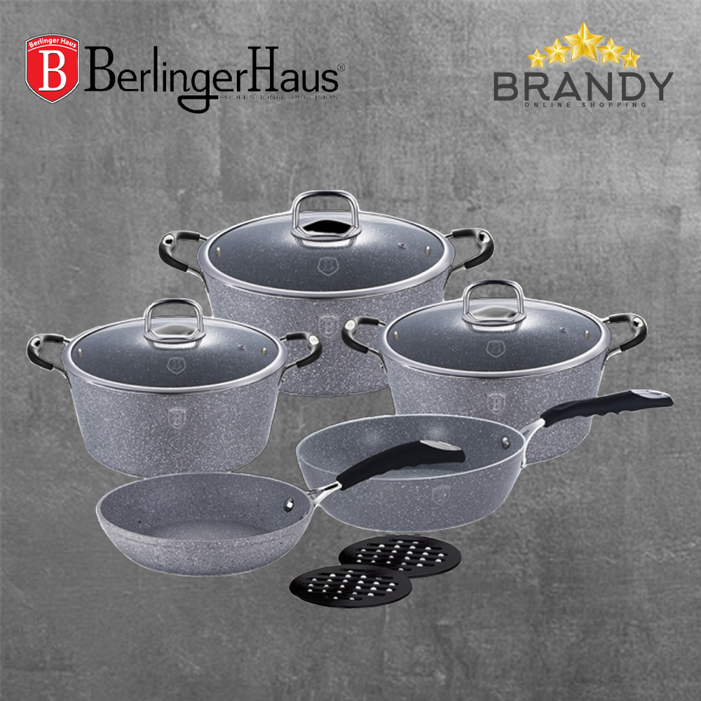 Stone Touch Cookware Set 10pcs Granite Non Stick Marble Coating