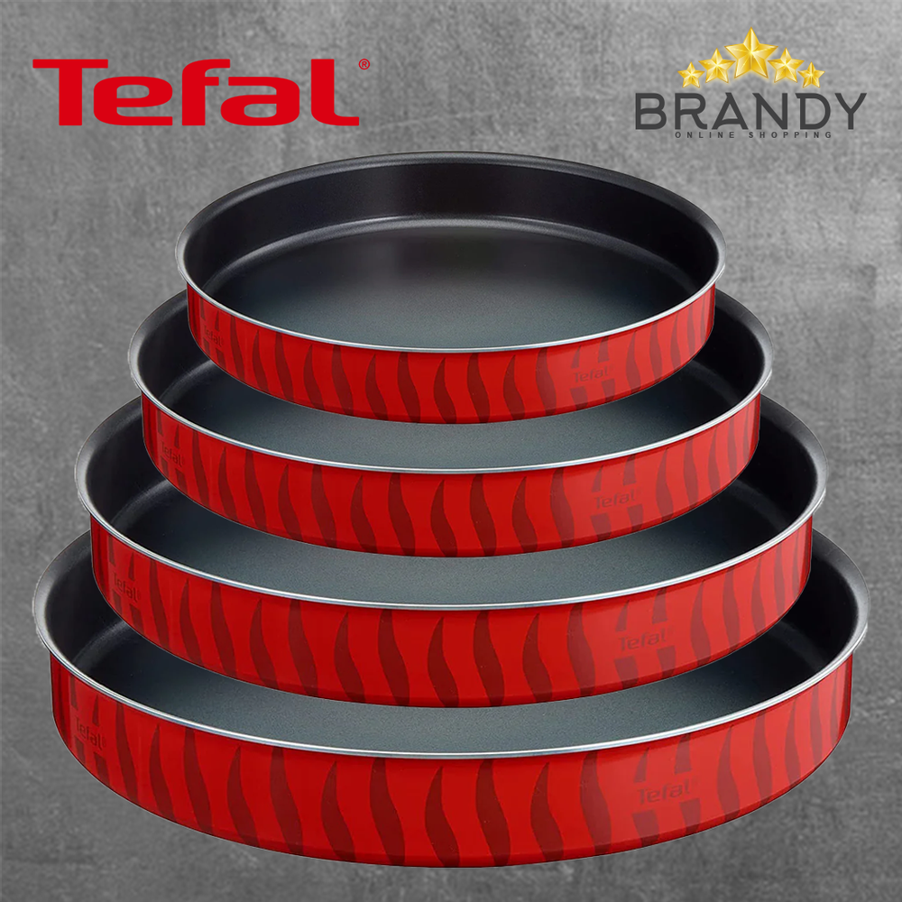 Tempo Flame Set 4 Round Trays, Non-Stick Aluminum
