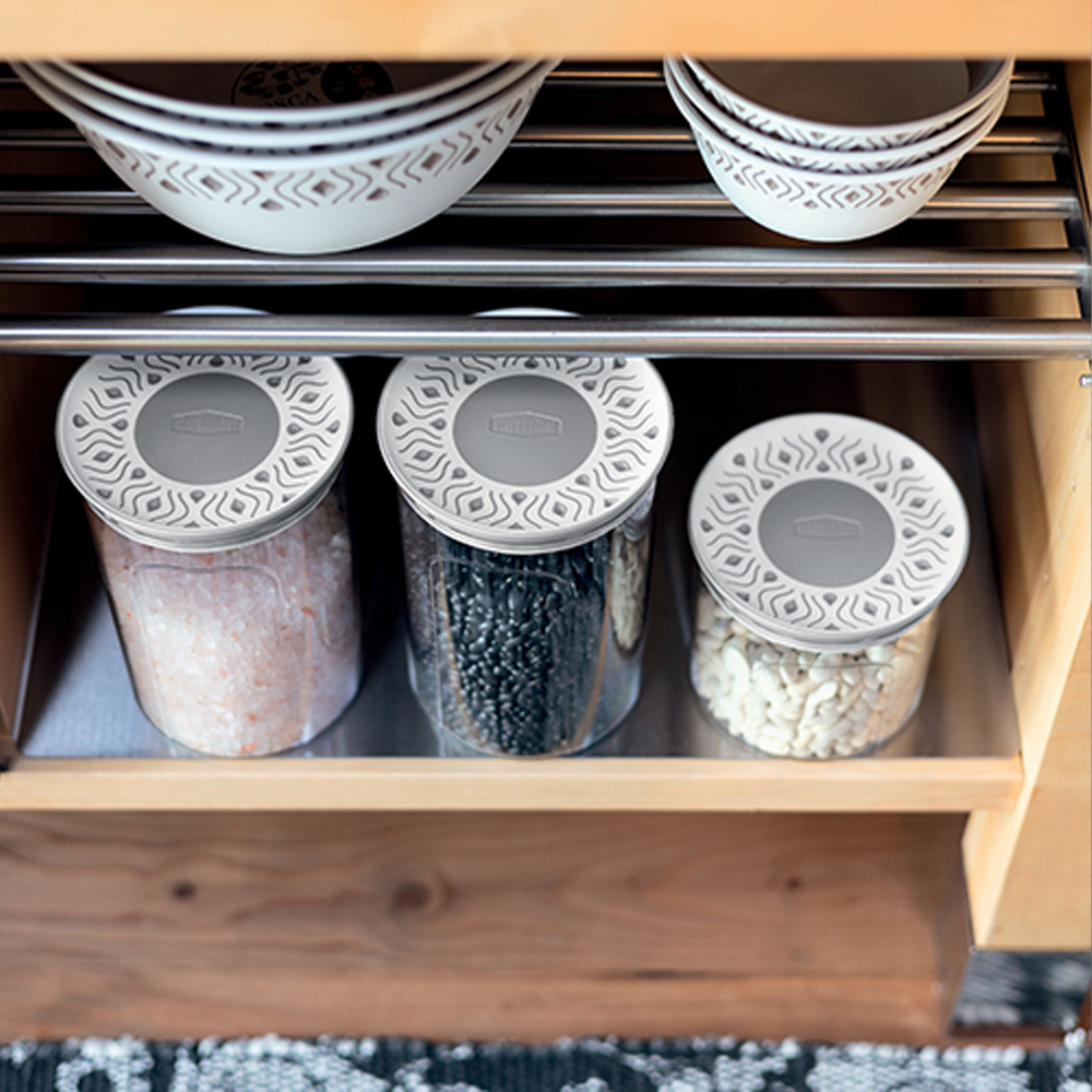 Tosca Grey Round Jar Set - 0.7L, 1.2L, 2.2L