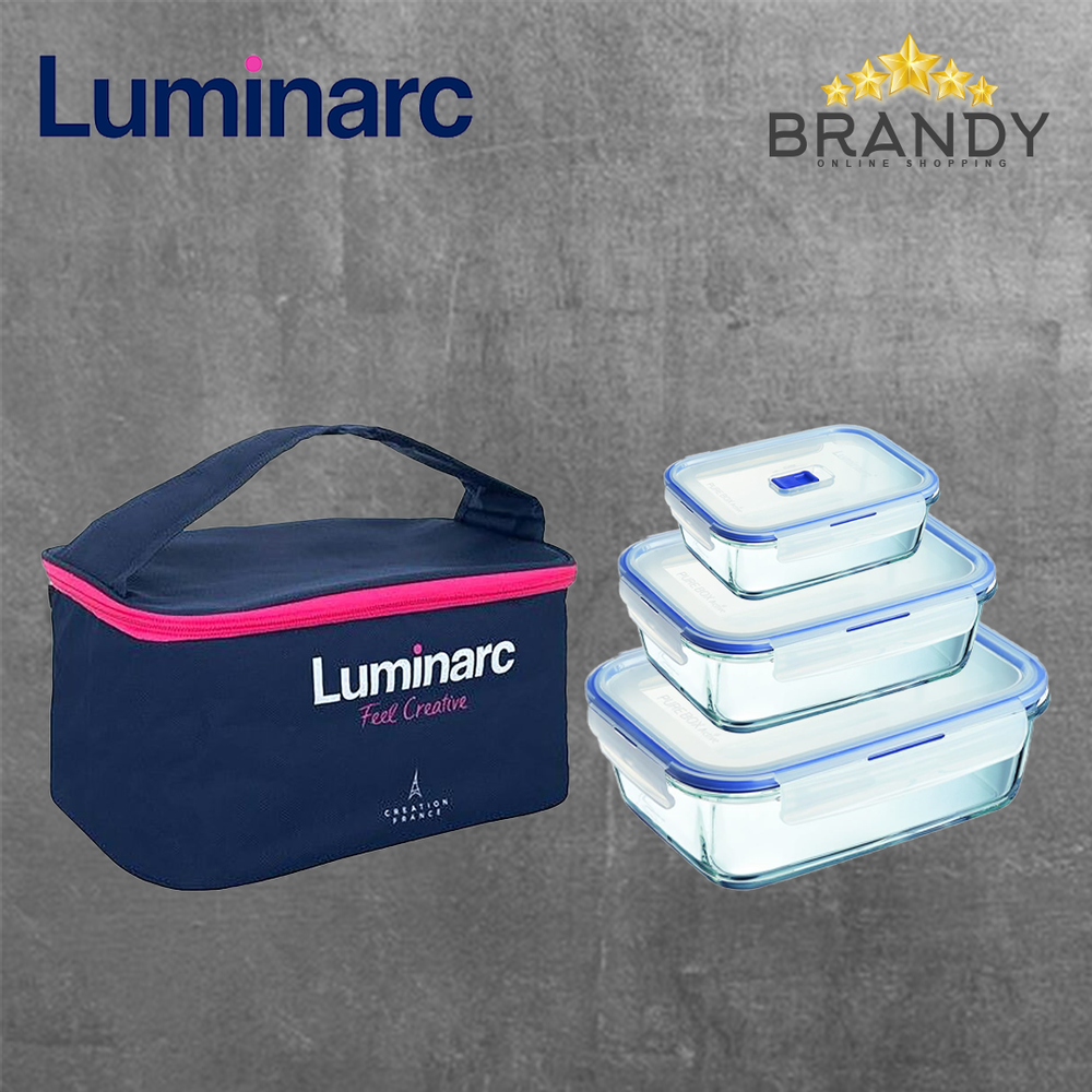 Lunch Bag Set 4pcs with Tempered Glass Containers