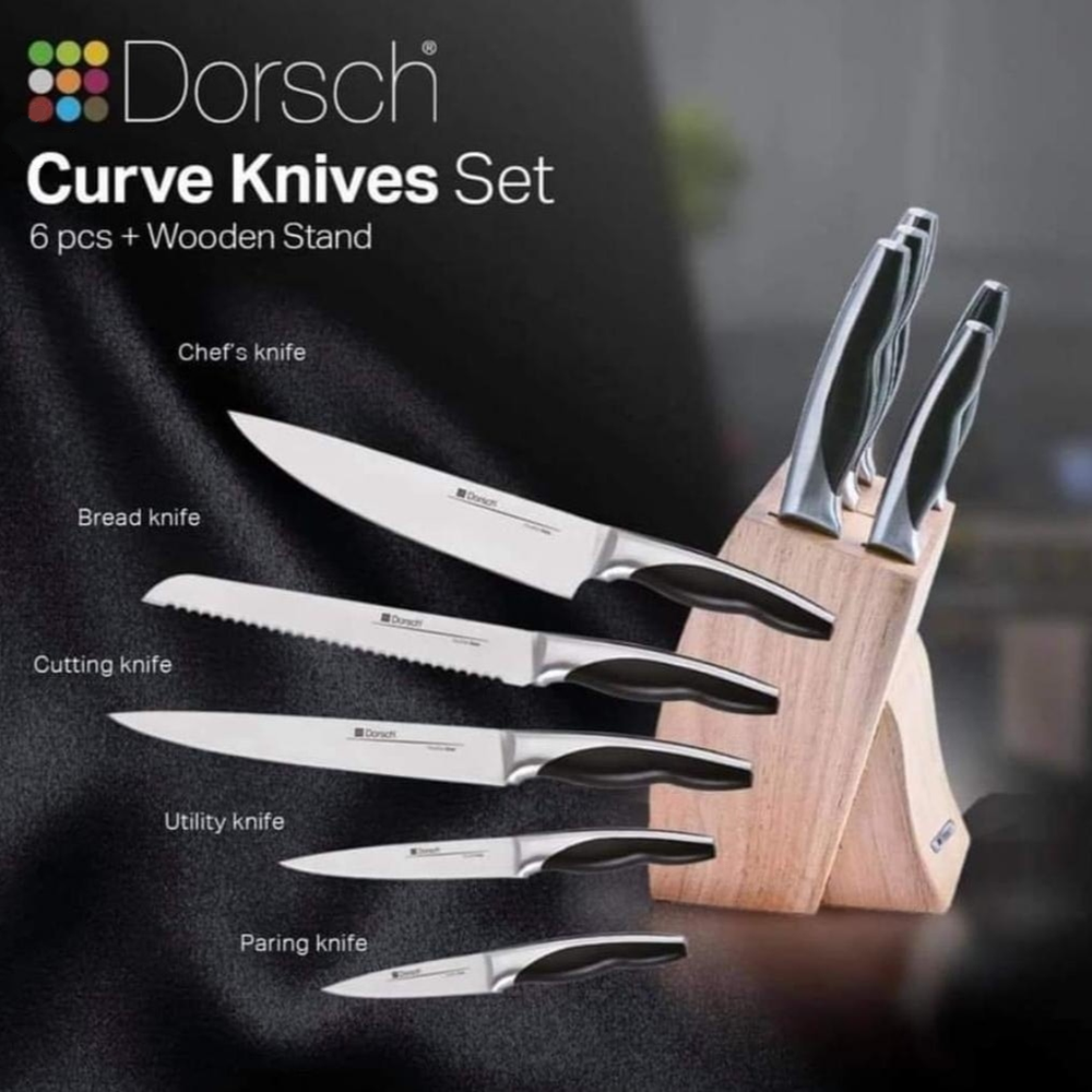 Curve Knife Set 6pcs with Wooden Stand