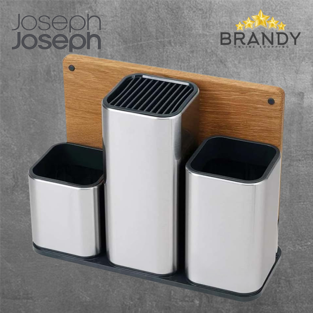 CounterStore Cutlery & Utensils Organizer with Oak Chopping Board